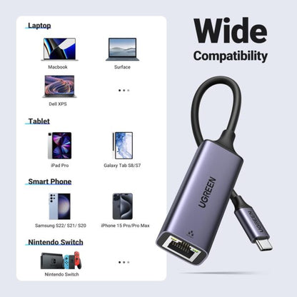 UGREEN 50737 USB-C to Gigabit Ethernet Adapter Space Gray (New)
