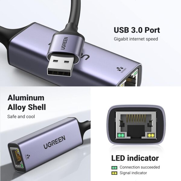 UGREEN 50922 Aluminum USB 3.0 to Gigabit Ethernet Adapter (New)