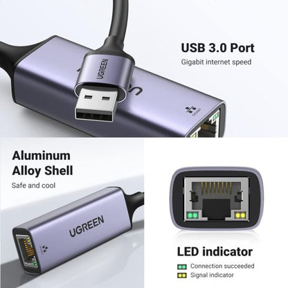 UGREEN 50922 Aluminum USB 3.0 to Gigabit Ethernet Adapter (New)
