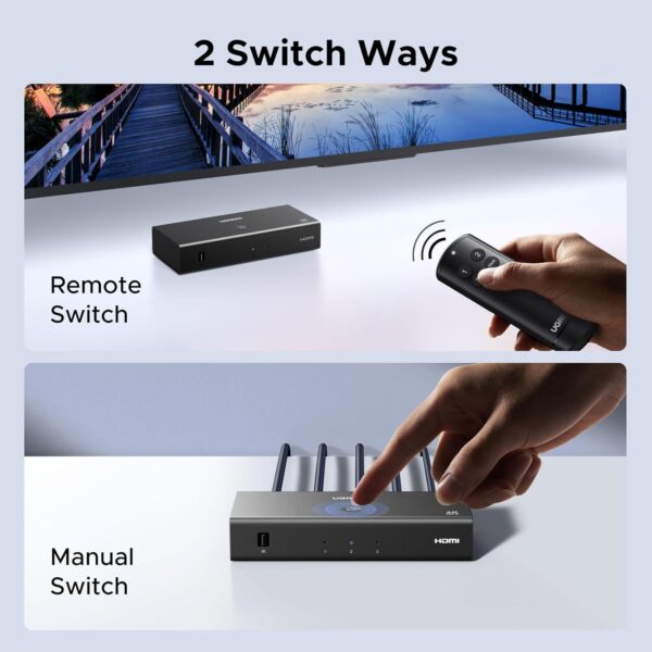 UGREEN 55857 3-Port 4K@60Hz HDMI Switch with Remote Control (New)