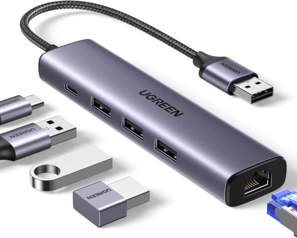 UGREEN 60554 USB 3.0 Hub with Gigabit LAN & Power Port (New)