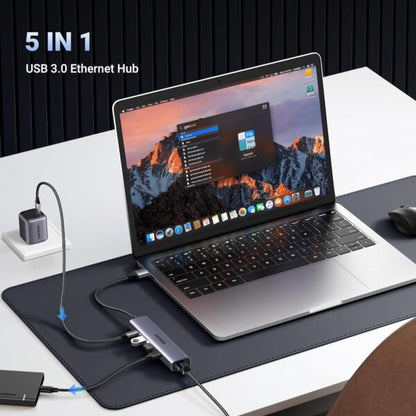 UGREEN 60554 USB 3.0 Hub with Gigabit LAN & Power Port (New)