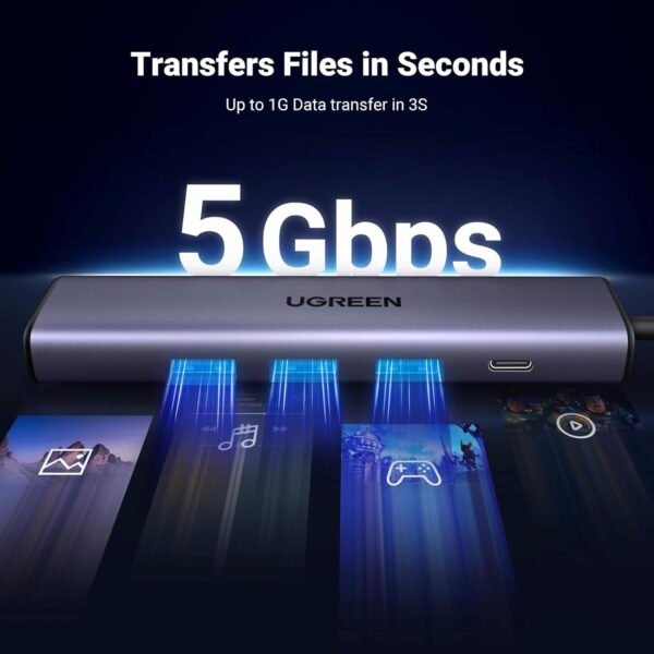 UGREEN 60554 USB 3.0 Hub with Gigabit LAN & Power Port (New)
