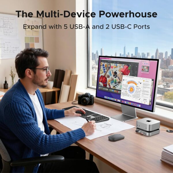 UGREEN 65487 Mac Mini M4 Stand & Dock with NVMe SSD Enclosure (New)