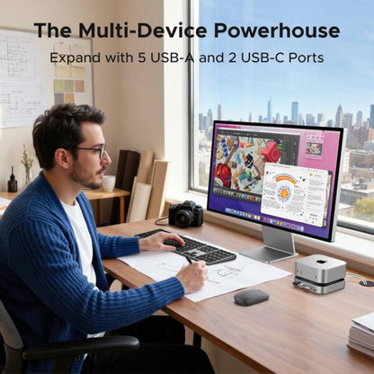 UGREEN 65487 Mac Mini M4 Stand & Dock with NVMe SSD Enclosure (New)