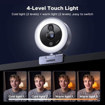 UGREEN 65857 2K Webcam with 4-Level Adjustable Ring Light (New)