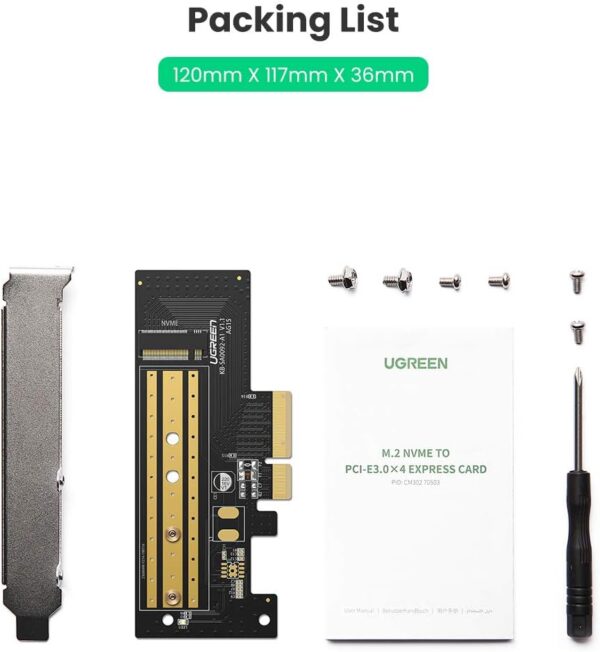 UGREEN 70503 M.2 NVMe to PCIe 3.0 x4 Host Expansion Card (New)