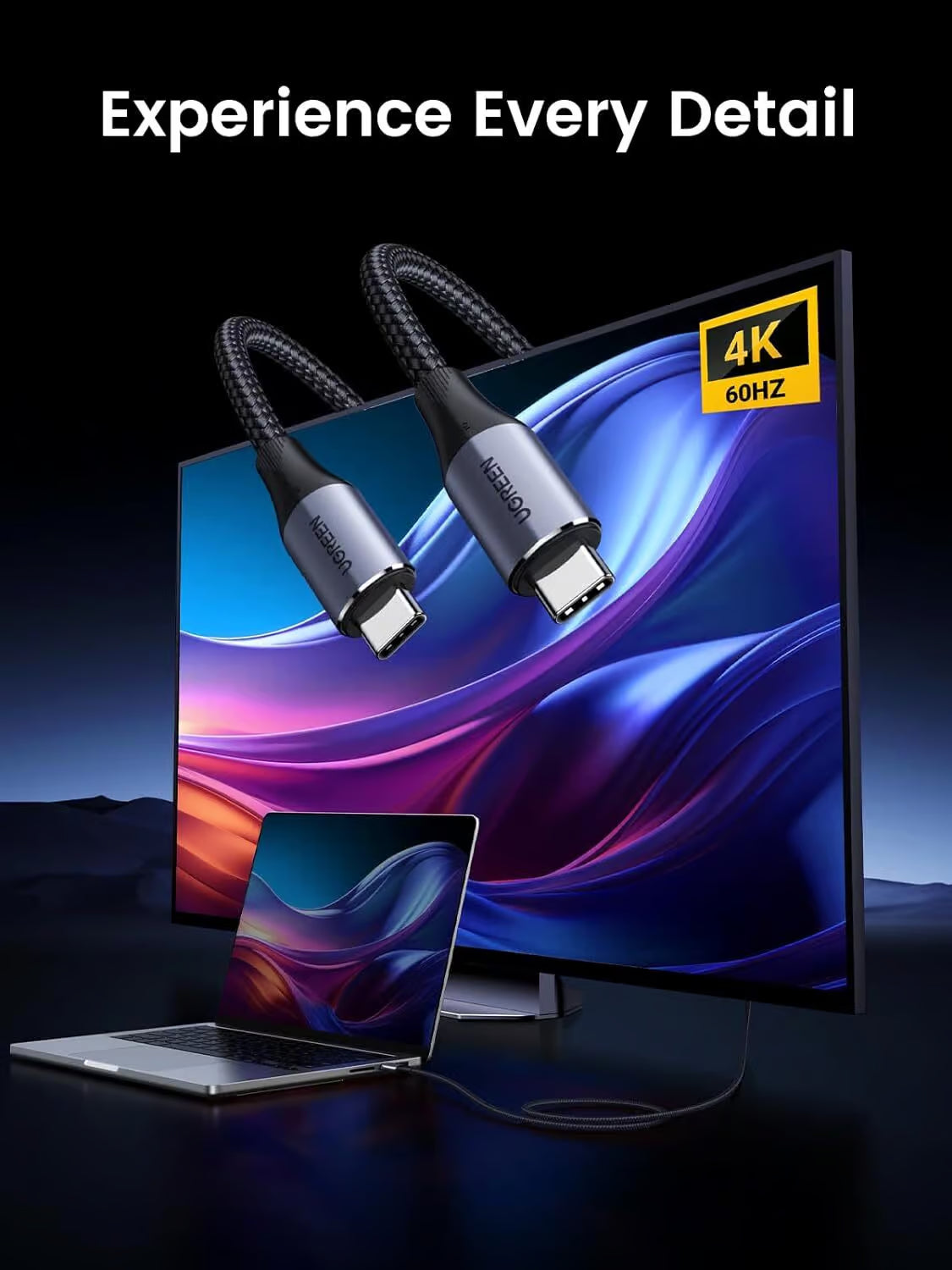 UGREEN 80150 USB-C 3.1 Gen2 Cable - 240W 10Gbps 4K@60Hz 1M