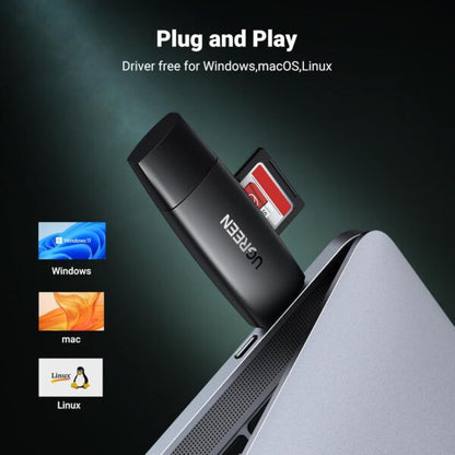 UGREEN 80191 USB-C & USB 3.0 SD/TF Card Reader Black (New)