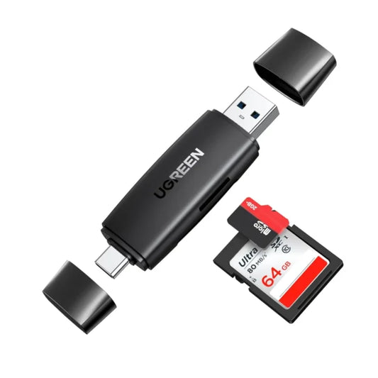 UGREEN 80191 USB-C & USB 3.0 SD/TF Card Reader Black (New)