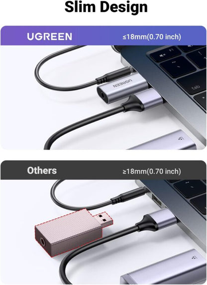 UGREEN 80864 USB-A to 3.5mm Aluminum Sound Adapter Gray (New)