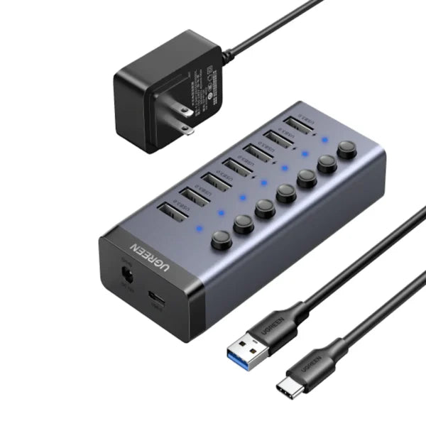 UGREEN 90307 7-Port USB 3.0 Powered Hub with 12V EU Adapter (New)