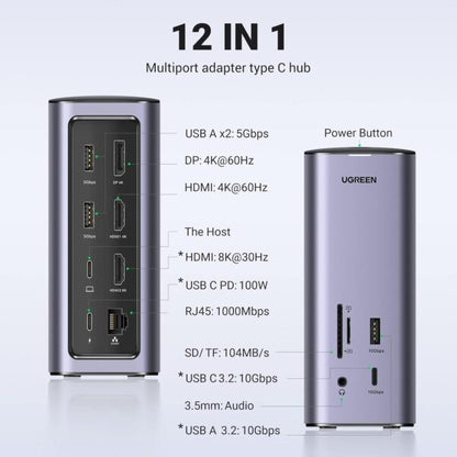 UGREEN 90325 8K Multiport USB-C Docking Station & Converter (New)
