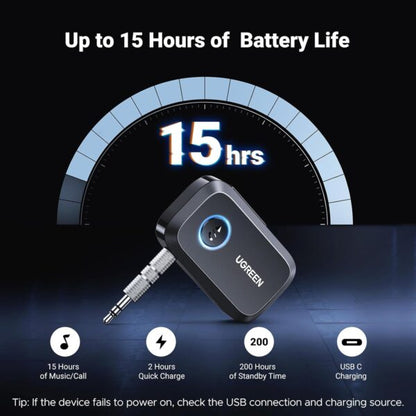 UGREEN 90748 3.5mm Aux Bluetooth 5.3 Car Audio Adapter (New)