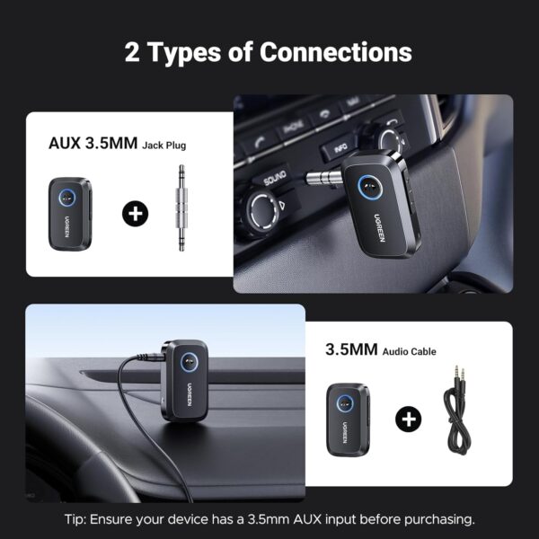UGREEN 90748 3.5mm Aux Bluetooth 5.3 Car Audio Adapter (New)