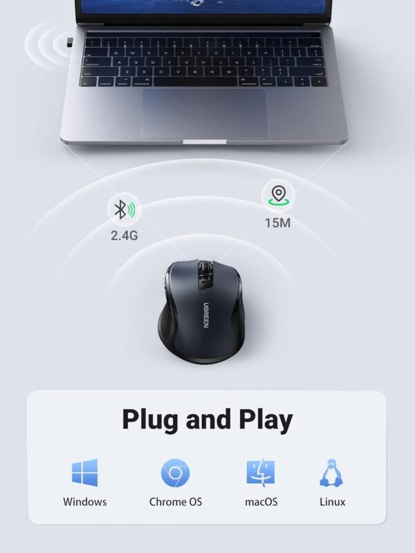 UGREEN 90855 Dual-Mode Ergonomic Wireless Mouse (New)