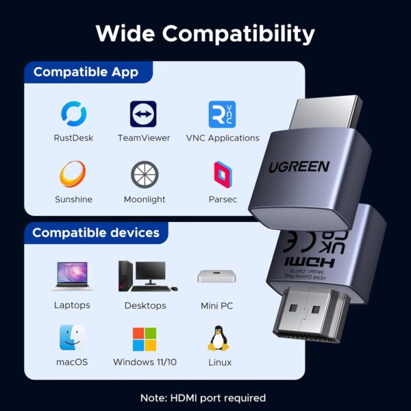 UGREEN 95994 4K@60Hz HDMI Dummy Plug EDID Emulator 4-Pack (New)