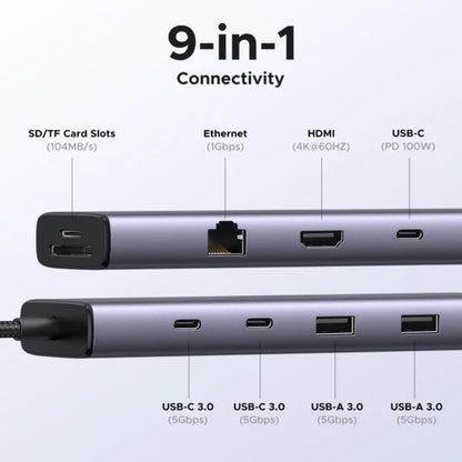 UGREEN Revodok 15375 9-in-1 Hub - 4K@60Hz HDMI & 100W PD (New)